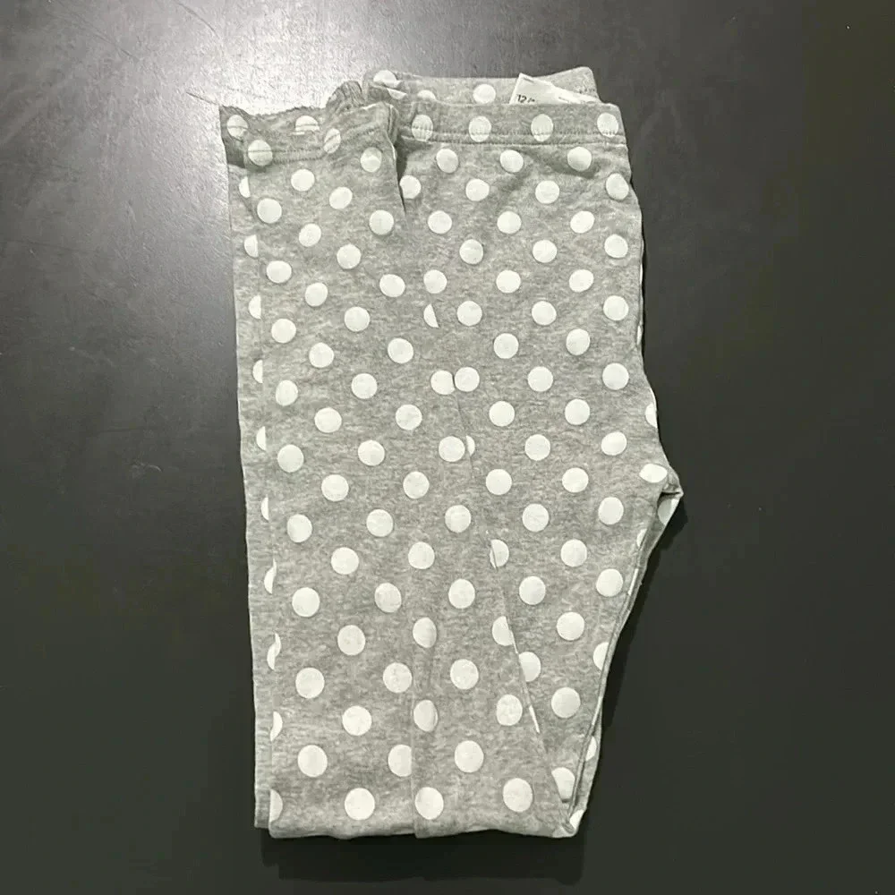 Carters girls size 12 pajama set, long sleeve top & pants white/gray comfy EUC